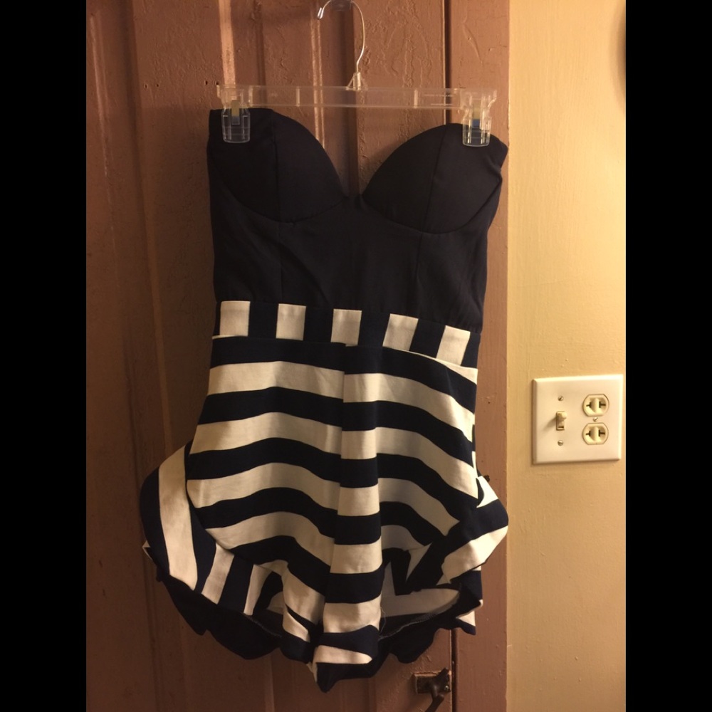 Navy and White Striped Women's Dress